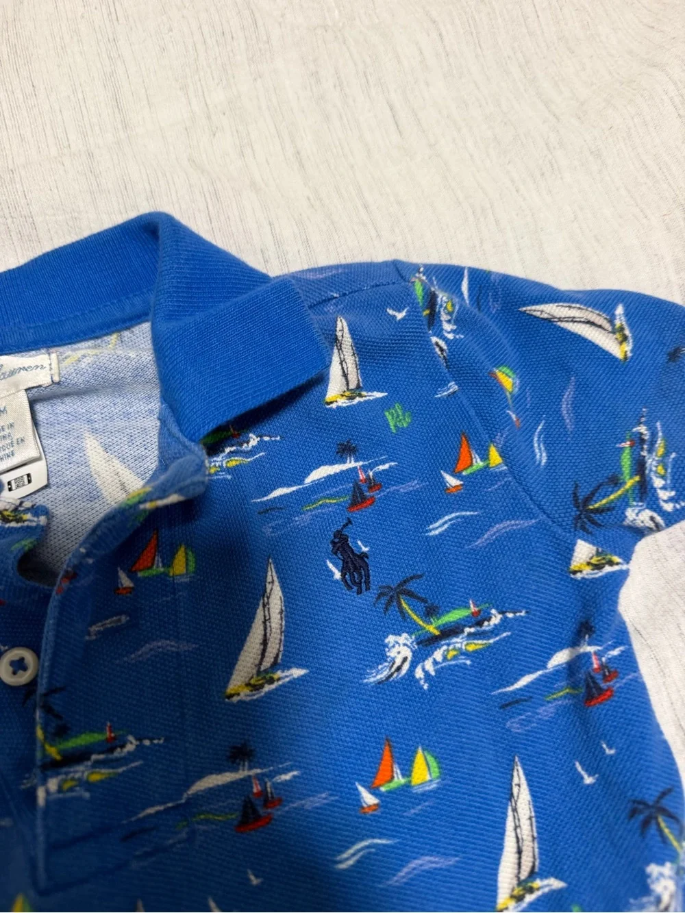 Ralph Lauren Kids Blue Sailboat Polo Shirt - Size 24 Months
